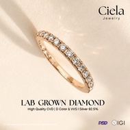 Engagement Ring Diamond Brand Lab Grown (CVD) D Color VVS 0.02 CT/pc Total 0.30 Carat Silver 92.5% C