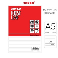 Joyko Loose Leaf A5 Joyko A5 Binder Paper 50 Sheets Lined A5 Binder A5 Paper Refill A5 Refill Paper