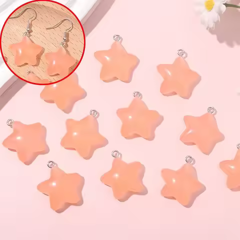 8/16/24pcs Flesh Pink Luminous Star Pendants,DIY Necklaces Earrings, for Valentine's Day Christmas M