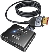 GANA HDMI 2.1 Switch, Ultra HD 8K Bi-Directional HDMI Splitter Switcher Support 4K@120Hz, 8K@60Hz【with 4.9FT HDMI Cable】, Aluminum HDMI Selector for PS5/PS4, Xbox, Roku, TV, Fire Stick