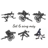 Toy Assembled SET Of 6 MINIFIGURE Machine Guns With 6 Swads, DECOR Collection, Baby Toys