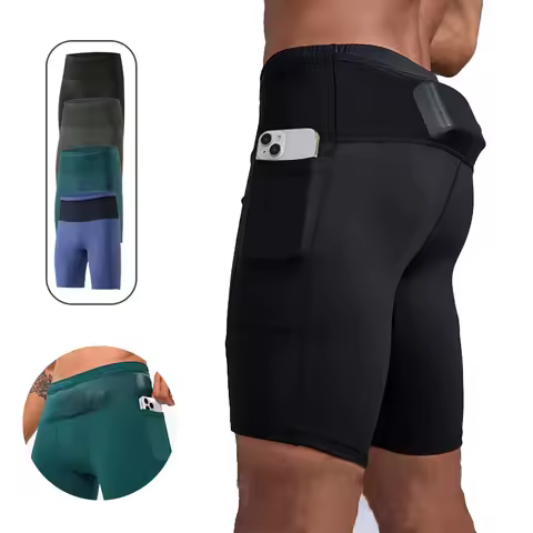(S-3XL)Men Compression Marathon Running Shorts with Waist Pack Quick Dry Trainning Exercise Fitness 