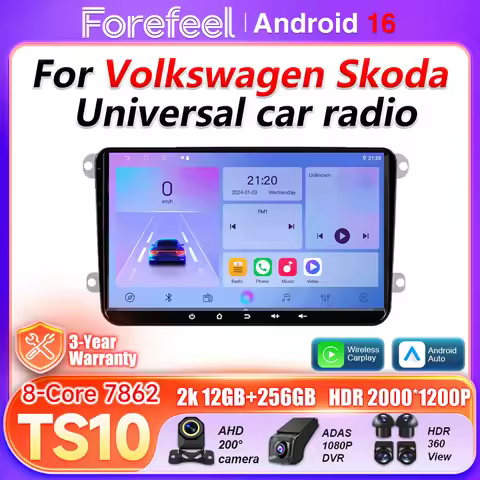 Android 16 Auto Car Radio For VW T5 Jetta Passat B6 Golf MK6 Tiguan Touran Scirocco Skoda Rapid Octa