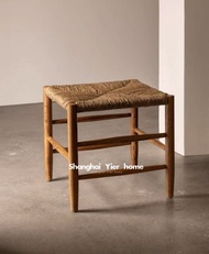 Stool Bar Chair Modern Simple Real Wood Wicker Nordic Retro Home Homestay Coffee Shop Bar Stool High