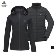 [ATUNAS ATUNAS] Women's Waterproof Jacket+Warm Down Two-Piece Jacket Black A1GA2534W Windproof Breat