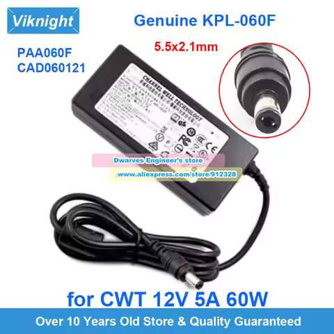 Genuine CAD060121 KPL-060F PAA060F CWT AC Adapter 12V 5A 60W Charger for MSI AG32C Acer ED273UR PBID