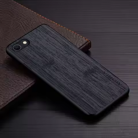 Case for iPhone SE 3 2 SE3 SE2 2022 2020 funda bamboo wood pattern Leather phone cover Luxury coque 