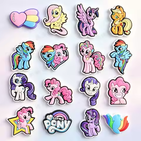 16pcs My Little Pony Crocs Decoration Cute Cartoon Children DIY Accessories Removable Crocs DIY Acce
