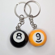 8 Ball 9 Ball Keychain Set 2pcs Pool Keyring Couple Gift Bag Charm