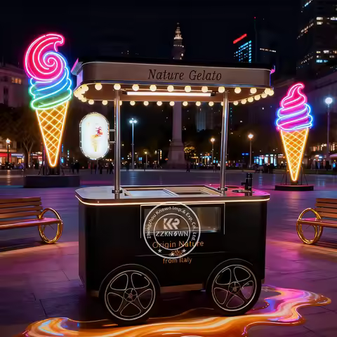 Gelato Display Freezer Ice Cream Cart Food Vending Carts Street Food Cart Mobile Catering Cart Mobil