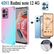 4In1 Redmi Note 12 Pro PLUS 5G Multicolour Shockproof Phone Case for Redmi Note 11s 11 Pro 10 10c 10 Prime Plus 5G Gradient Color Casing and Full Screen Protector