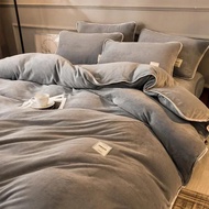cod Winter New Coral Velvet Warm Quilt  Cover Soft Plush Quilt Cover Flannel Duvet Cover Bedding Hom