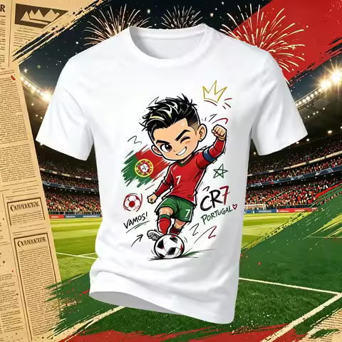 Ronaldo CR.7 Messi Character Q Version Soccer Star Children's And Men's Cotton T-shirts High Quality