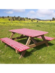 3入組防水防塵露台桌布-可伸縮pvc法蘭絨布,野餐和室外用餐-印花設計,方便清潔和保護