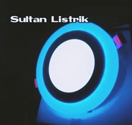 LAMPU PLAFON 2 WARNA INBOW (TANAM) 3+3 WATT KOTAK & BULAT / LAMPU DOWNLIGHT AC 220V 2 WARNA