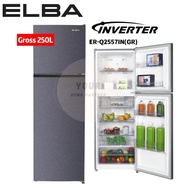 Elba 2 Door Fridge Peti Sejuk ER-Q2557IN(GR) Gross 250L Inverter 5 STAR