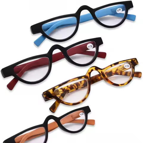 0 +1.0 +1.5 +2.0 +2.5 +3.0 Cat Eye Half Frame Presbyopia Glasses Neutral Plastic Eye Leg Reading Gla
