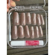 YN 12pcs Coffin Shaped Fake Nails Gel Press Nails Gel Denpasar False Nails Gel Polish