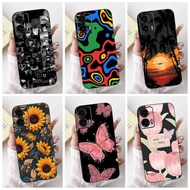For Motorola Moto G35 G34 Fashion Sunset Flower Pattern Phone Casing MOTO G35 G34 XT2363-2 Black Sil