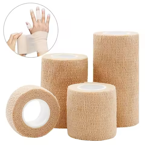 1/5 Rolls Elastic Bandage Medical Adhesive Tape Breathable Sports Support Wrap Wrist Ankle First Aid