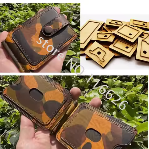 DIY leather craft spring money clip folded wallet long cardholder cutting dies knife mold metal holl