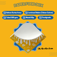 50 PCS Paper Food Tray Tray Pancake Cheese Coin Ukuran 12 x 12 x 3 CM Bahan Ivory Laminasi Dalam