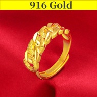Gold 916 Original Singapore Ring for Men Adjustable Ring Aesthetic Couple Ring Women