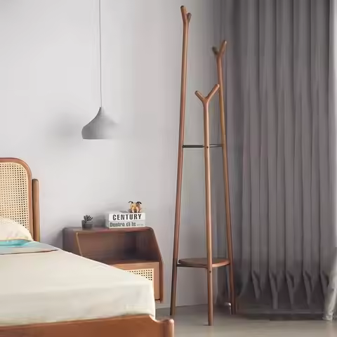 Stylish Minimalist Wood Clothes Racks Low Profile Japandi Standing Clothing Rack Apartments Perchero