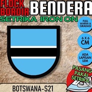 Popular] IRON-ON Flock Embroidered Flag Badge Patch - BOSWANA BOTSWANA [S01] Shield List Outline BLA