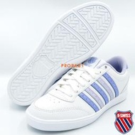 K-SWISS 95338-182 白X紫 女用皮質休閒運動鞋(記憶鞋墊)【3D超輕量鞋底】248K 免運費加贈襪子