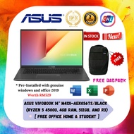 Asus Vivobook 14'' M413I-AEK056TS/BLACK   (Ryzen 5 4500U, 4GB RAM, 512GB, AMD R3) [ FREE OFFICE HOME &amp; STUDENT ]