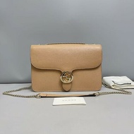 Gucci古馳 奶茶色中號牛皮風琴包肩背包斜背包