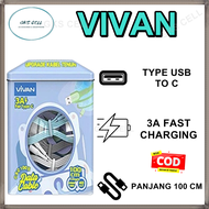 Kabel Data Vivan CSC100B Kabel Data Type C 3A Kabel Data Vivan Type C