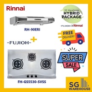 FUJIOH X RINNAI COMBO [FH-GS5530SVSS Fujioh S/S Cooker Hob GS5530 5530 5530SVSS &amp;RH-90ERI Rinnai Slim Hood]