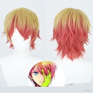 Wig Cosplay Anime Oshi no Ko Aquamarine Hoshino Pendek Kuning Merah