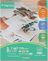 Pikapoka Double Sided Matte Photo Paper 8.5x11 200gsm for Inkjet Printer 100 Pack (P8511YB200DM)