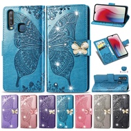Flip Phone Case Samsung Note 9 10 Pro plus A31 A51 A70S A70 A21S Diamond Bling Rhinestone Wallet Leather Cases Card Holder Butterfly Embossed cover