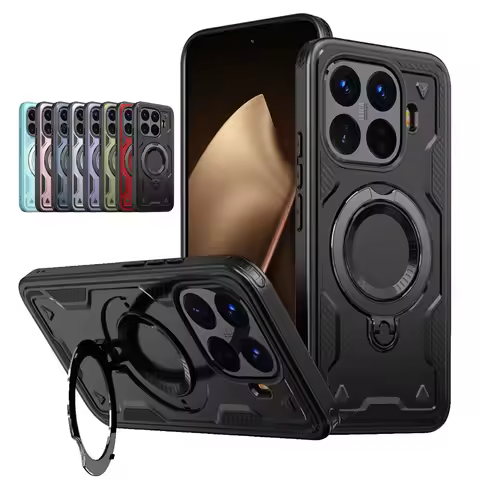 Magnetic Bracket Phone Case For Xiaomi 15T 14T 17T 17 Pro Max 360° Rotating Folding Stand Armour Cov