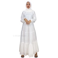 Baju Gamis Putih Wanita Simple Elegan Dan Mewah | Gamis Putih Brukat 