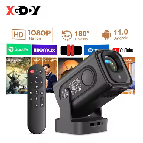 XGODY Projector Gimbal 5 Pro 300ANSI 4K Android 11.0 Native 1080P Autofokus Dual Wifi Bluetooth Home