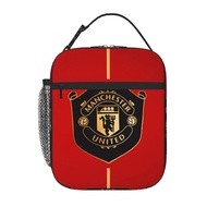 Manchester United Kids lunch bag Portable School Grid Lunch Box Student with Keep Warm and Cold