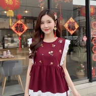 Amelia Blouse KoreanWanita Elegant Lace Work Top