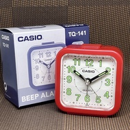 Casio Clock TQ-141-4D Traveler Small Size Red Analog Beeper Sound Alarm Table Clock TQ-141-4 TQ-141