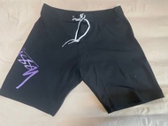 Stussy 海灘褲  黑底紫logo