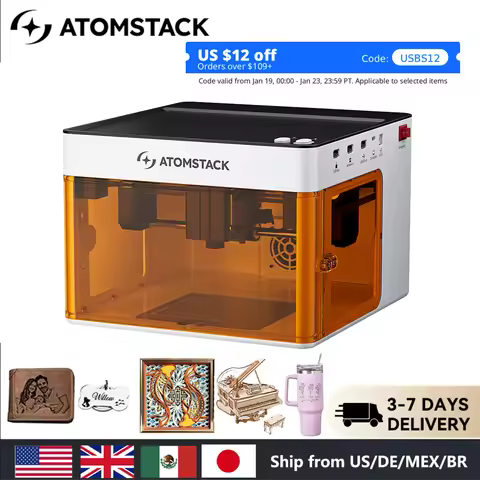 Atomstack P1 Mini Portable Laser Engraver 5W DIY Bluetooth Machine Painted Dog Tag Paper Leather Woo