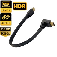 มุมสาย HDMI 4พัน60เฮิร์ตอัลตร้าสั้น90องศาแบน HDMI 2.0เคเบิ้ลที่มีมุม HDMI เสียบประเภท A HDMI 2.0ชายกับ HDMI 2.0ชาย Extender ขยายสายเคเบิ้ลรองรับ HDMI 2.0 HDR HDMI CEC สำหรับ PS5 Xbox series X PS4 Pro PS4 Apple Tv PC แล็ปท็อป HDTV Monitor