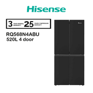 Hisense 520L 4 Door Inverter Fridge RQ568N4ABU Refrigerator (Black) Peti Sejuk