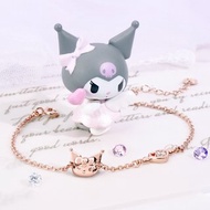 Kuromi & MyMelody邱比特系列-酷洛米小翅膀誕生石純銀手鍊