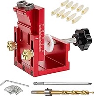 3 Holes Pocket Hole Jig Kit, Fits 2x2 & 2x4 Lumber Woodworking, Drill Bit & Plugs Included, Doweling