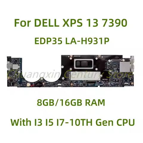 LA-H931P motherboard Suitable for DELL XPS 13 7390 laptop with I3 I5 I7-10TH Gen CPU 8GB/16GB RAM 10